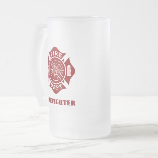 Dept/消防士16ozの曇らされたガラスのマグを始動させて下さい フロストグラスビールジョッキ (正面左)