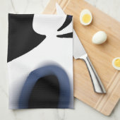 Depth Charge:抽象芸術ブラック、ホワイト、ブルー キッチンタオル (四つ折り)