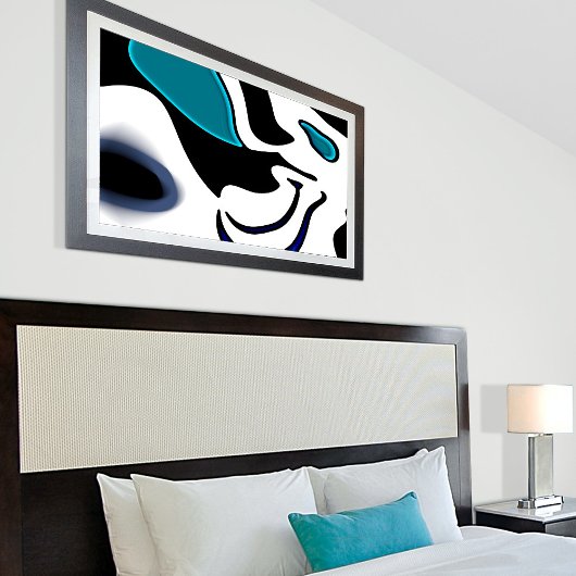 Depth Charge:抽象芸術ブラック、ホワイト、ブルー キャンバスプリント