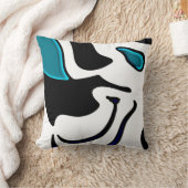 Depth Charge:抽象芸術ブラック、ホワイト、ブルー クッション (ブランケット)