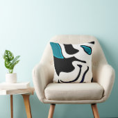 Depth Charge:抽象芸術ブラック、ホワイト、ブルー クッション (椅子)