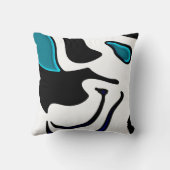 Depth Charge:抽象芸術ブラック、ホワイト、ブルー クッション (裏面)