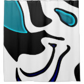 Depth Charge:抽象芸術ブラック、ホワイト、ブルー シャワーカーテン (正面)