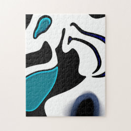 Depth Charge:抽象芸術ブラック、ホワイト、ブルー ジグソーパズル