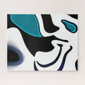 Depth Charge:抽象芸術ブラック、ホワイト、ブルー ジグソーパズル (横)