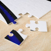 Depth Charge:抽象芸術ブラック、ホワイト、ブルー ジグソーパズル (側面)