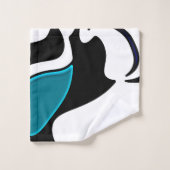 Depth Charge:抽象芸術ブラック、ホワイト、ブルー バスタオルセット (ウォッシュタオル)