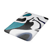 Depth Charge:抽象芸術ブラック、ホワイト、ブルー バスマット (アングル)