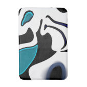 Depth Charge:抽象芸術ブラック、ホワイト、ブルー バスマット (正面縦)