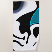 Depth Charge:抽象芸術ブラック、ホワイト、ブルー ビーチタオル (正面)