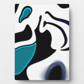 Depth Charge:抽象芸術ブラック、ホワイト、ブルー フォトプラーク (正面)