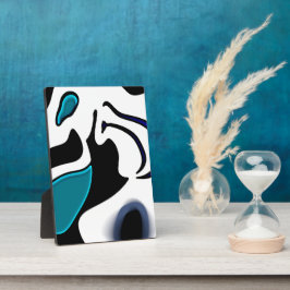 Depth Charge:抽象芸術ブラック、ホワイト、ブルー フォトプラーク