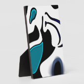 Depth Charge:抽象芸術ブラック、ホワイト、ブルー フォトプラーク (側面)