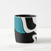 Depth Charge:抽象芸術ブラック、ホワイト、ブルー マグカップ (中央)