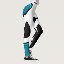 Depth Charge:抽象芸術ブラック、ホワイト、ブルー レギンス