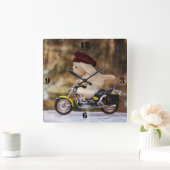 Derバイクもしくは自転車に乗る人 スクエア壁時計 (ホーム)