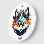 Der Bunte Fuchs - Kopf Portrait ラージ壁時計 (傾斜)