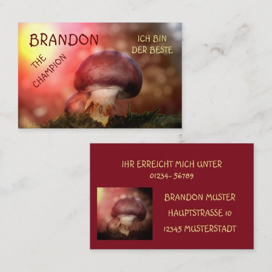 Der  Campion mit dem Champignon 名刺 (正面/裏面)