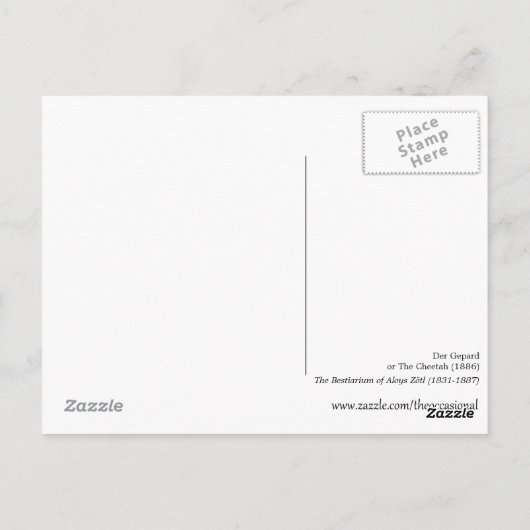 Der GepardまたはCheetah (1886) ポストカード (裏面)