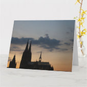 Der Kölner Dom und der vom alten Rathaus カード (黄色い花)