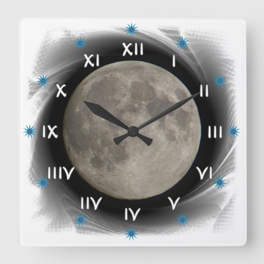 Der Mond, la lune, la luna, the moon Uhr スクエア壁時計 (正面)
