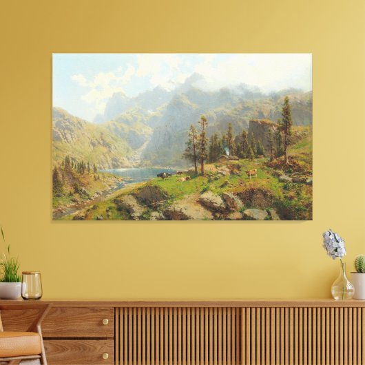 Der Murgsee in der Schweiz, Glaris キャンバスプリント (インサイチュ (リビング))