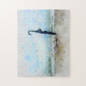 Der Schirm am Strand - ジグソーパズル (縦)