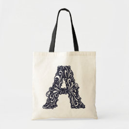 Der schwarz-weiße Buchstabe "A" トートバッグ