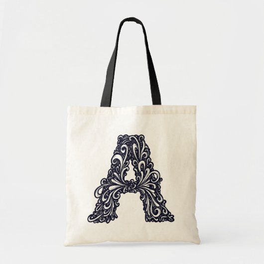 Der schwarz-weiße Buchstabe "A" トートバッグ (正面)
