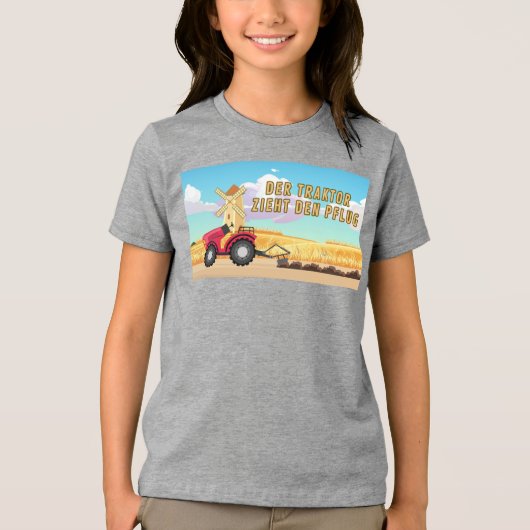 Der Traktor zieht den Pflug トライブレンドＴシャツ (正面)