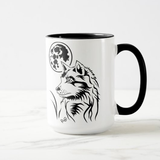 Der träumende junge Wolf Tasse マグカップ (右)