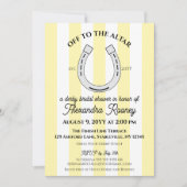Derby Bridal Shower Yellow Cabana Stripe Horseshoe 招待状 (正面)