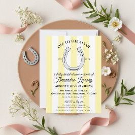 Derby Bridal Shower Yellow Cabana Stripe Horseshoe 招待状