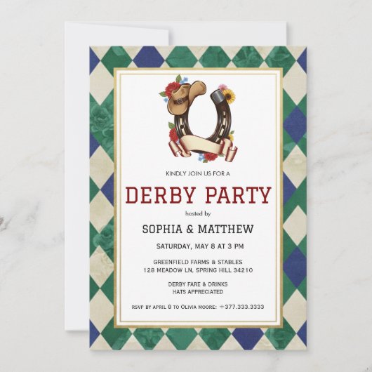 Derby Day Horse Racing Party Invitation 招待状 (正面)