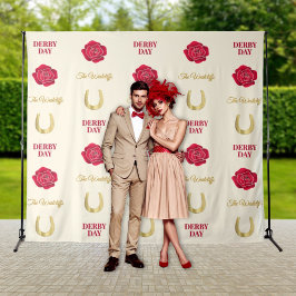 Derby Day Ivory Gold Rose Custom Photo Backdrop タペストリー