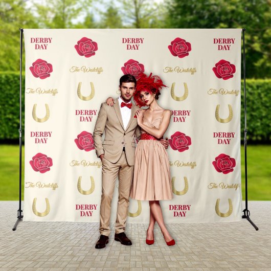 Derby Day Ivory Gold Rose Custom Photo Backdrop タペストリー