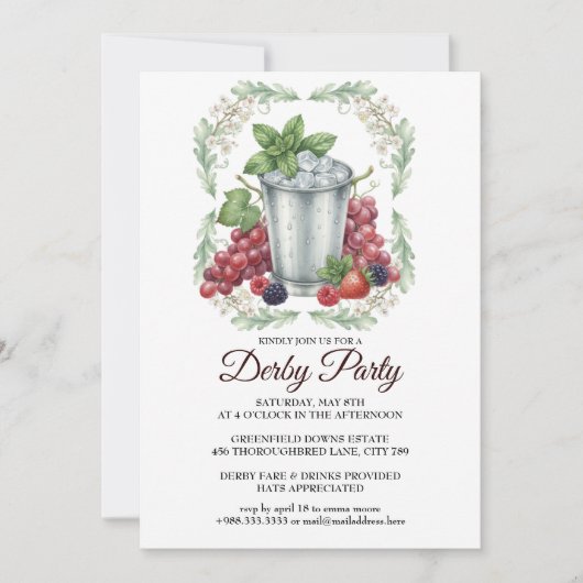 Derby Day Mint Julep Horse Race Party Invitation 招待状 (正面)