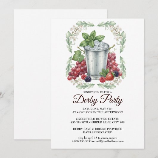 Derby Day Mint Julep Horse Race Party Invitation 招待状 (正面/裏面)
