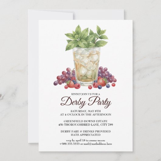 Derby Day Mint Julep Horse Race Party Invitation 招待状 (正面)