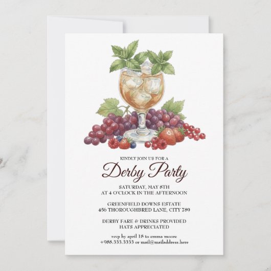 Derby Day Mint Julep Horse Race Party Invitation 招待状 (正面)