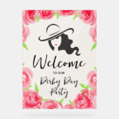 Derby Hat Lady Silhouette and Roses Welcome アクリルサイン (正面)