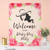 Derby Hat Lady Silhouette and Roses Welcome アクリルサイン (ウェディング)