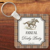 Derby horse racing elegant gingham party gifts キーホルダー (正面)