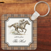 Derby horse racing elegant gingham party gifts キーホルダー (裏面)