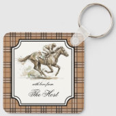Derby horse racing elegant gingham party gifts キーホルダー (裏面)