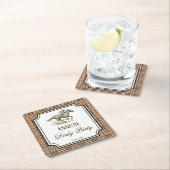 Derby horse racing elegant gingham party gifts スクエアペーパーコースター (インサイチュ)