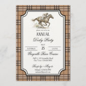 Derby horse racing party elegant gingham 招待状 (正面)