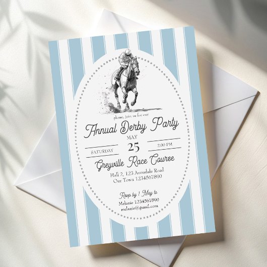 Derby horse racing party elegant stripes 招待状