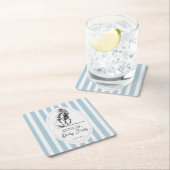 Derby horse racing party retro stripes monogrammed スクエアペーパーコースター (インサイチュ)