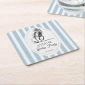 Derby horse racing party retro stripes monogrammed スクエアペーパーコースター (アングル)